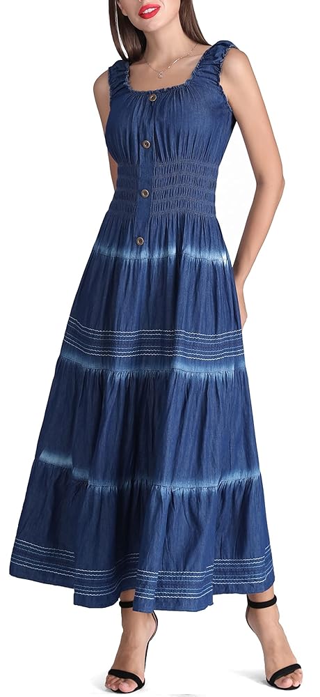 【LOULOUSEOUL】Classic Denim Sleeveless Dress (Blue) LOULOUSEOUL Classic Denim Sleeveless Dress - Blue